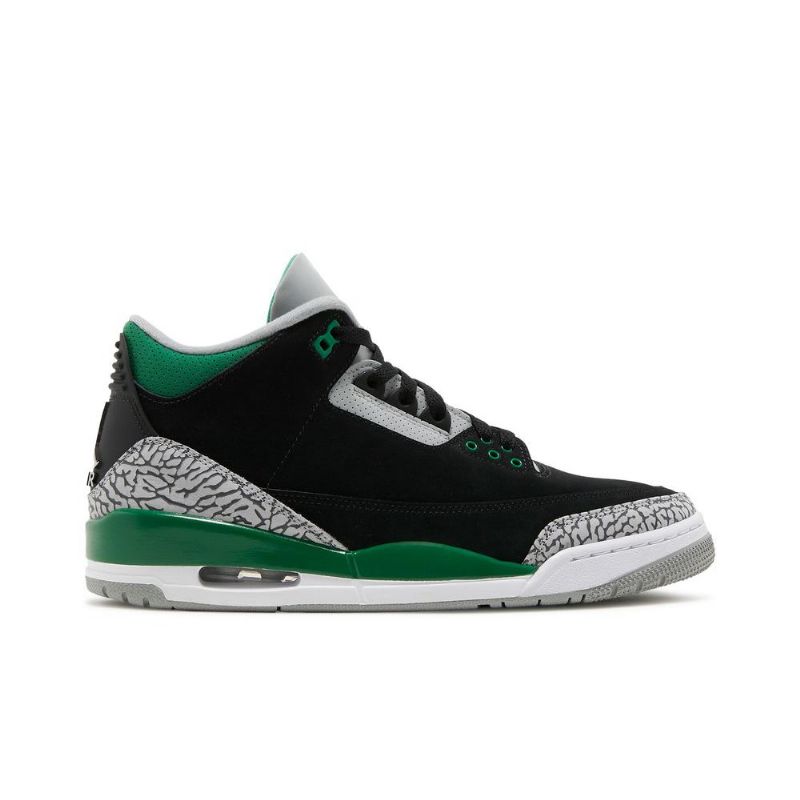Air Jordan 3 Retro Musta Vihreä Harmaa Valkoinen Miesten Kengät