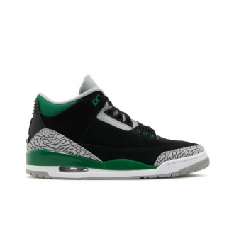 Air Jordan 3 Retro Musta Vihreä Harmaa Valkoinen Miesten Kengät