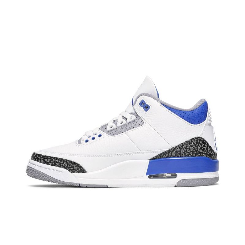 Air Jordan 3 Retro Valkoinen Musta Harmaa Sininen Miesten Kengät